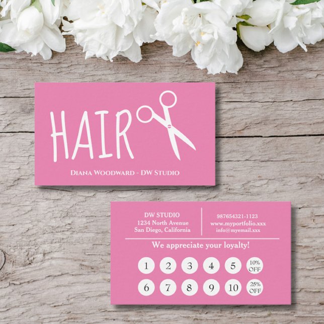 Pink Hairdresser Flat Loyalty Card (Creator Uploaded)