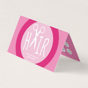 Pink Hairdressers Folded Business Loyalty Card