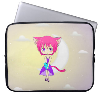 Pink Haired Neko Anime Girl, Laptop Sleeve