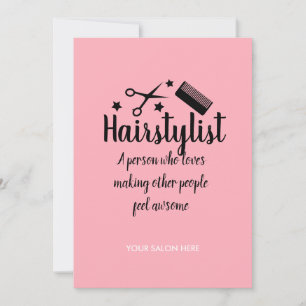 Pink Hairstylist Quote Funny Hairdresser Stars  Holiday Card