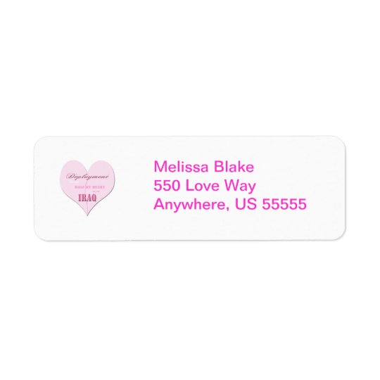 Pink Half Heart Deployment Iraq Return Adress Labe Return Address Label