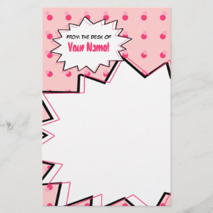Pink Halftone Pop Art Stationery