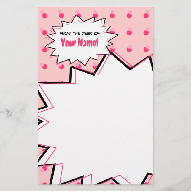Pink Halftone Pop Art Stationery (Front)