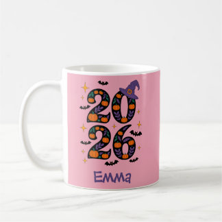 Pink Halloween 2026 Pumpkins Witch Hat Spooky Coffee Mug