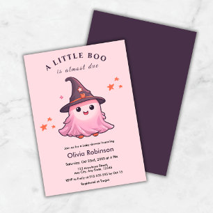 Pink Halloween A Little Boo Baby Shower  Invitation
