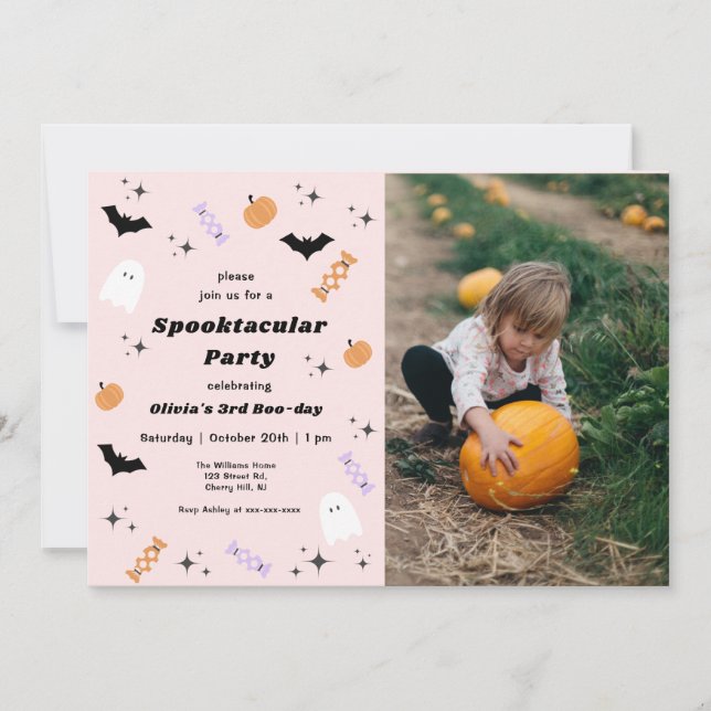 Pink Halloween Any Year Spooktacular Birthday Invitation (Front)