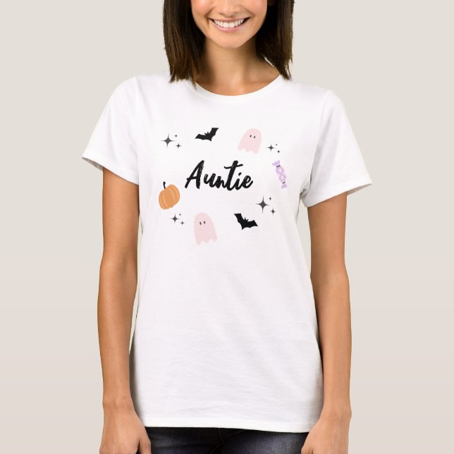 Pink Halloween Auntie  T-Shirt (Front)