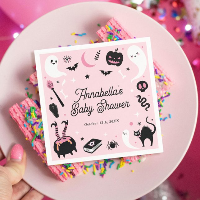 Pink Halloween Baby Girl Shower Napkin (Creator Uploaded)