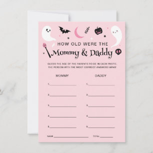 Pink Halloween Baby Shower Age Guesing Game Card