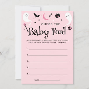 Pink Halloween Baby Shower Baby Food Game Card