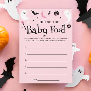 Pink Halloween Baby Shower Baby Food Game Card