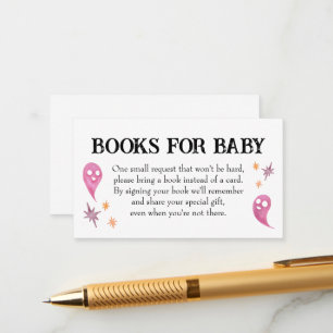 Pink Halloween Baby Shower Books for Baby Enclosure Card