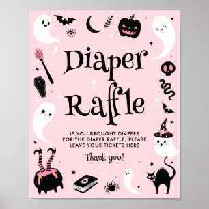 Pink Halloween Baby Shower Diaper Raffle  Poster