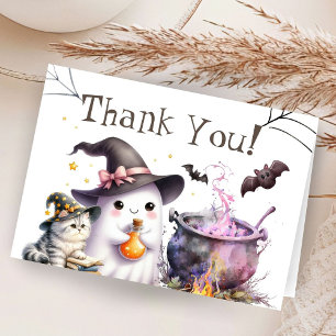 Pink Halloween Baby Shower Folded Thank You Card