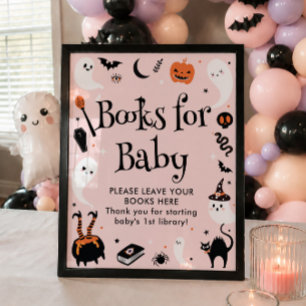 Pink Halloween Baby Shower Girl Books for Baby Poster