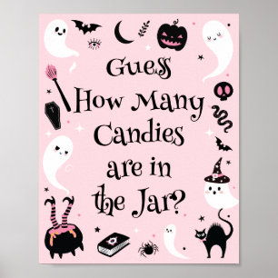 Pink Halloween Baby Shower Guess How Many Candies Poster