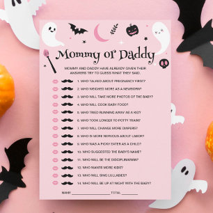 Pink Halloween Baby Shower Guess Who Game Card