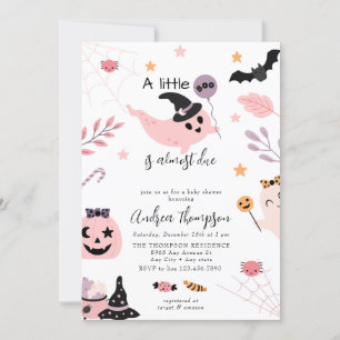Pink Halloween Baby Shower  Invitation
