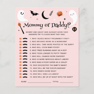 Pink Halloween Baby Shower Mommy Or Daddy Game