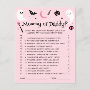 Pink Halloween Baby Shower Mummy Or Daddy Game