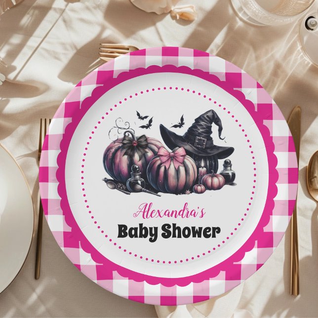 Pink Halloween Baby Shower Paper Plate (Creator Uploaded)