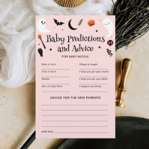 Pink Halloween Baby Shower Predictions Advice Game