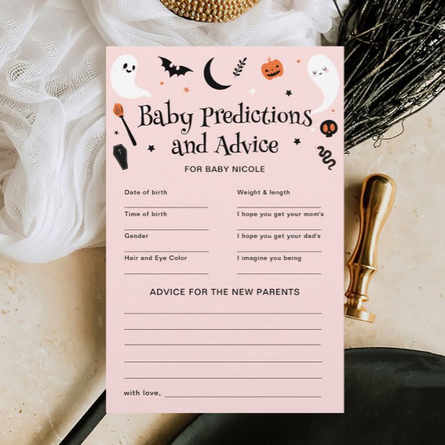 Pink Halloween Baby Shower Predictions Advice Game (Creator Uploaded)