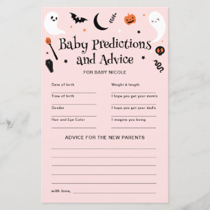 Pink Halloween Baby Shower Predictions Advice Game