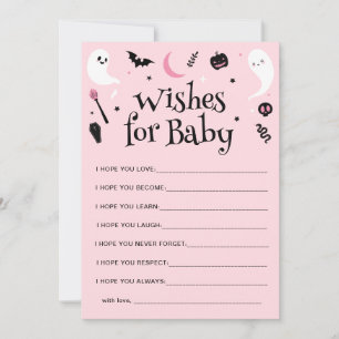 Pink Halloween Baby Shower Wishes for Baby Card