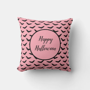 Pink Halloween Bats Cushion
