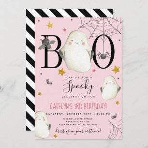 Pink Halloween Birthday Invitation