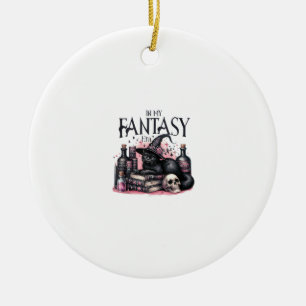Pink Halloween Black Cat Spell Books Potions Witch Ceramic Ornament