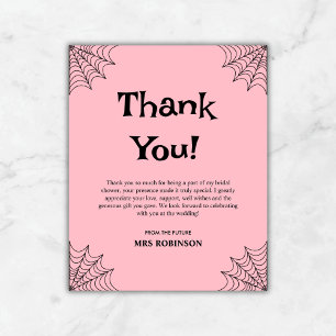 Pink Halloween Bridal Shower Thank You Card 