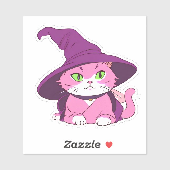 Pink Halloween cat witch spooky cute decoration (Sheet)