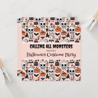 Pink Halloween Custom Birthday Party Invitation