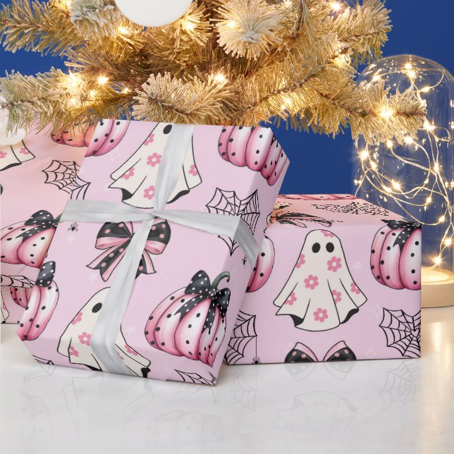 Pink Halloween - Cute and Spooky Pastel Goth Wrapping Paper (Holidays)
