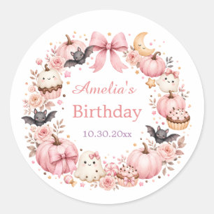 Pink Halloween Favour Sticker Little Boo Bakery