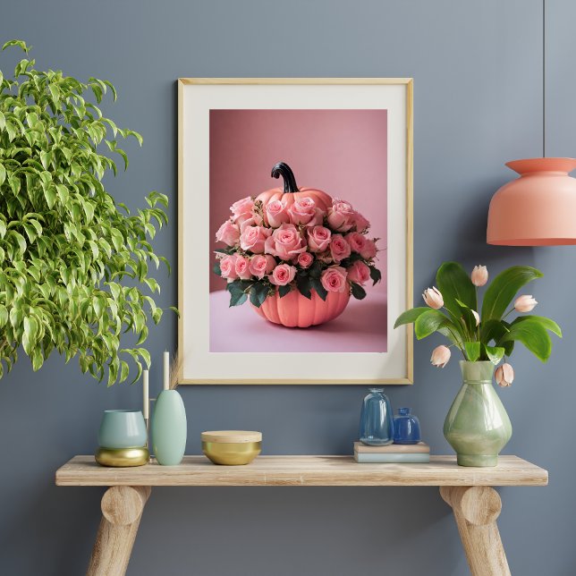 Pink Halloween Flower Pumpkin Wall Art Poster (Creator Uploaded)