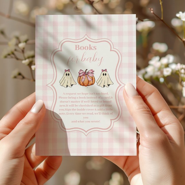 Pink Halloween Ghost Bow Girl Baby  Books for Baby Enclosure Card (Creator Uploaded)