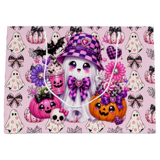 Pink Halloween Ghost Large Gift Bag