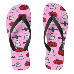 Pink Halloween Ghosts, Bats, and Jack o Lanterns Thongs
