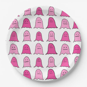 Pink Halloween Ghosts Paper Plate
