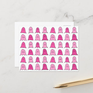 Pink Halloween Ghosts Postcard