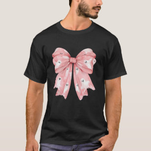 Pink Halloween Girls Coquette Pink Bow Cute Girly T-Shirt
