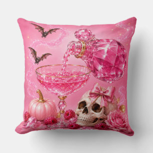 Pink Halloween Girls Night Boo Ze Cocktail Party Cushion