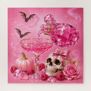 Pink Halloween Girls Night Boo Ze Cocktail Party Jigsaw Puzzle