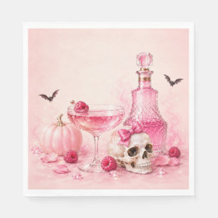 Pink Halloween Girls Night Boo Ze Cocktail Party Napkin