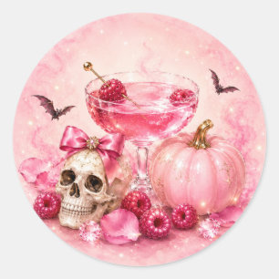 Pink Halloween Girls Night Cocktail Party Classic Round Sticker