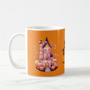 Pink Halloween Haunted Castle Coffee Mug