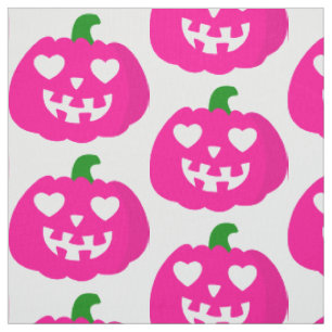 pink halloween heart pumpkin jack-o-lantern fabric